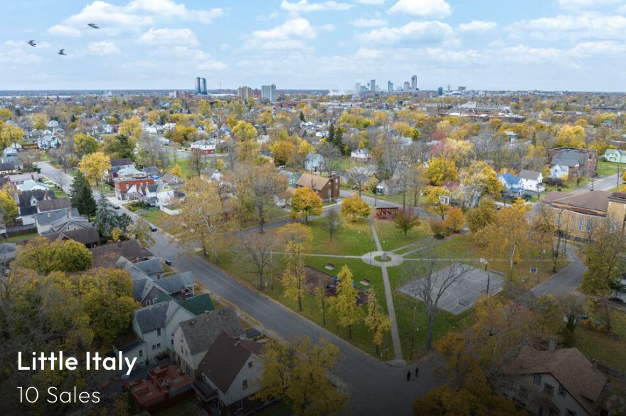 Bird’s-eye view of the Little Italy neighborhood in Niagara Falls, NY, one of David Pascucci’s top-selling areas.